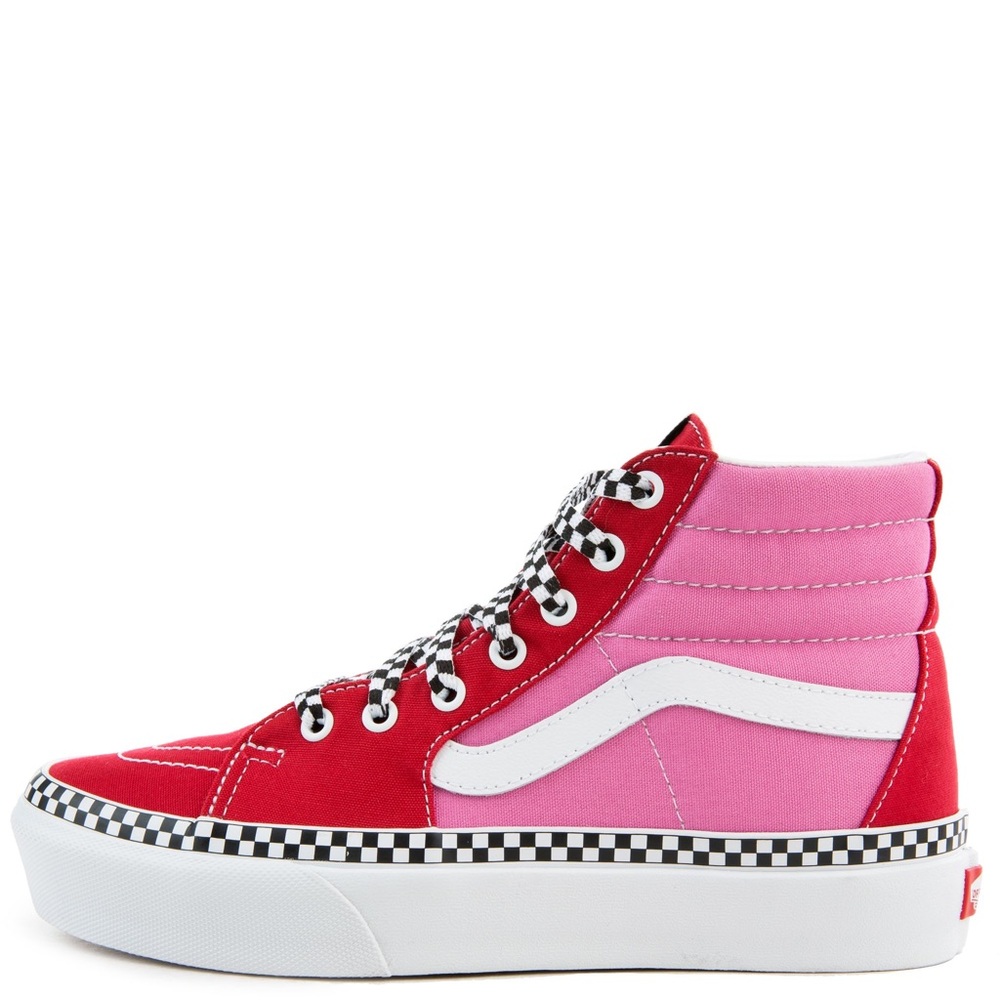 Vans Platforms Sk8-Hi in Pink/Red & Checkered Sneakers